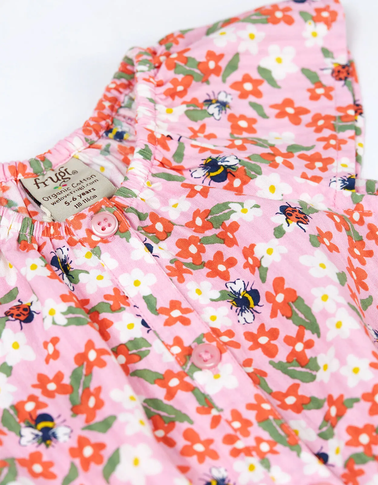 Frugi Floral Print Playsuit Pink