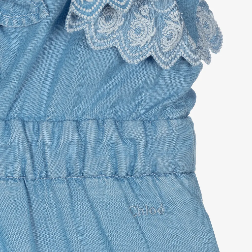 Girls Blue Chambray Playsuit