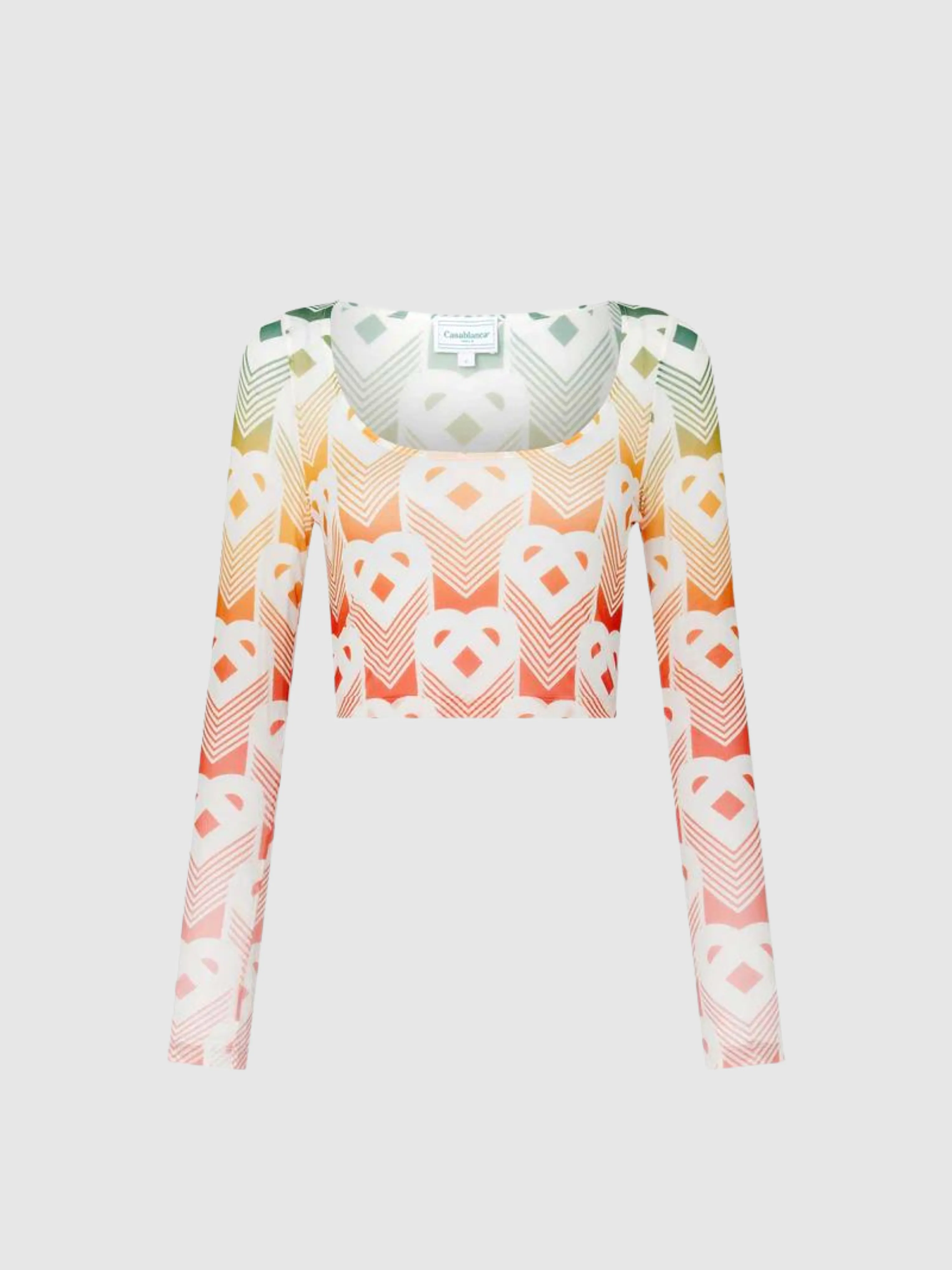 Gradient Heart Monogram Mesh Top