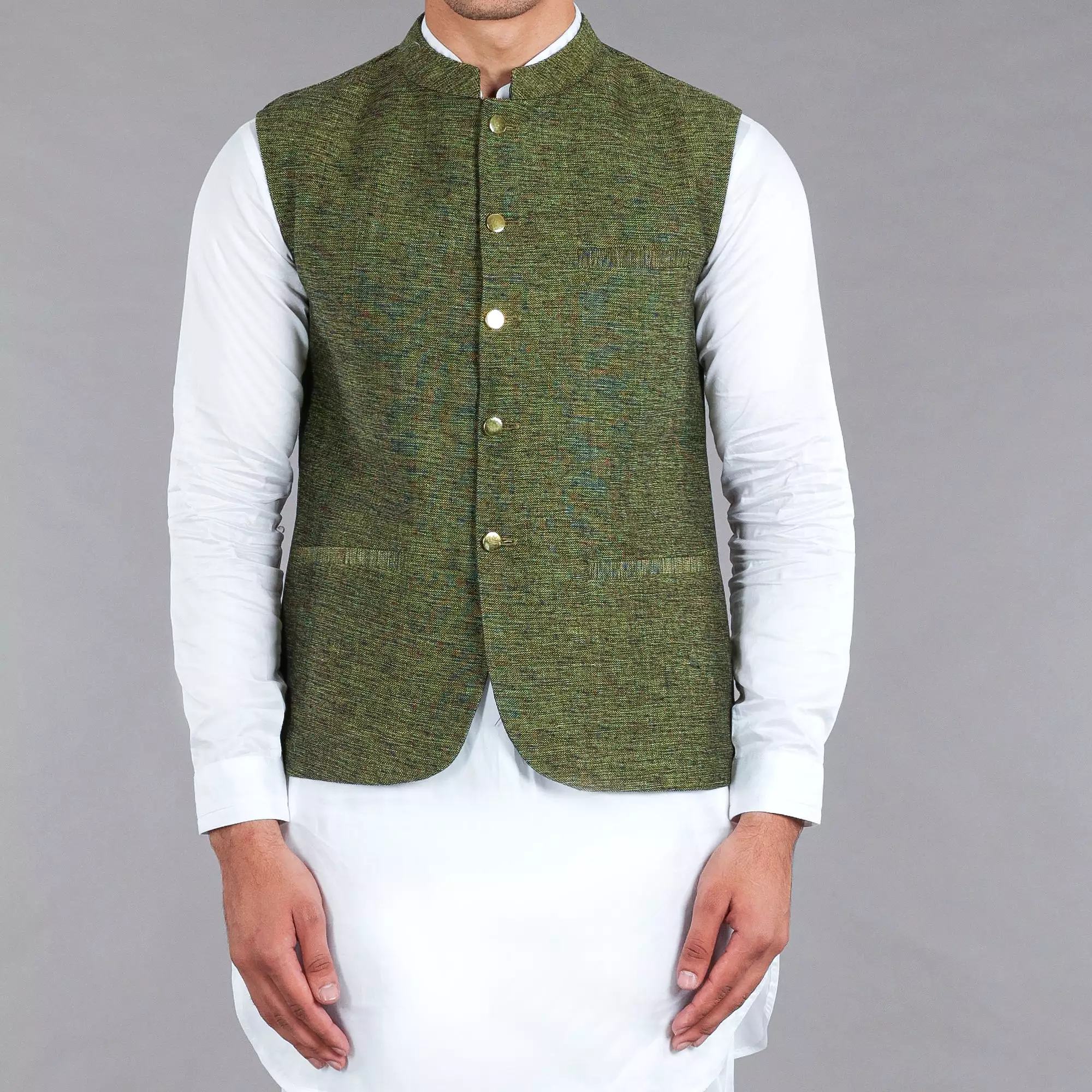 Green Khaddar Waistcoat