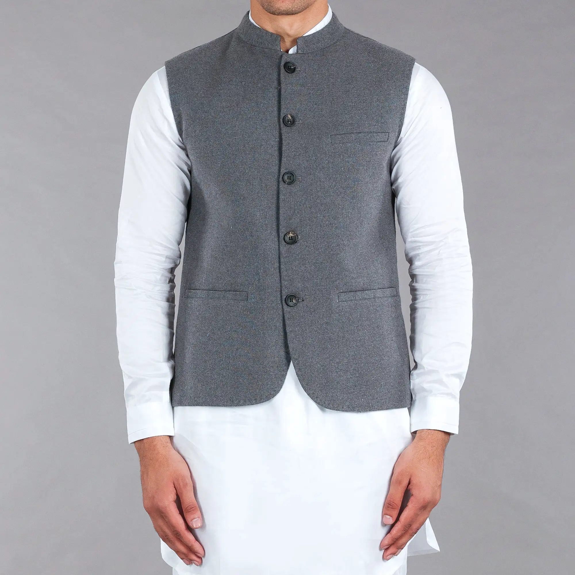 Grey Khaddar Waistcoat