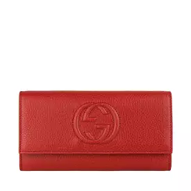 Gucci 598206 A7M0G 6523 Women's Red Calf-Skin Leather Flap-Closure Wallets (GGWW3609)