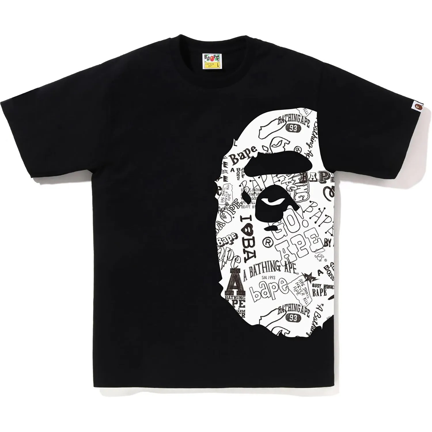 HAND DRAW PATTERN SIDE BIG APE HEAD TEE MENS