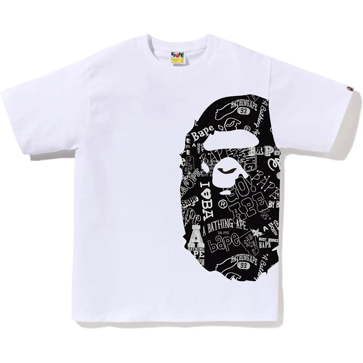 HAND DRAW PATTERN SIDE BIG APE HEAD TEE MENS