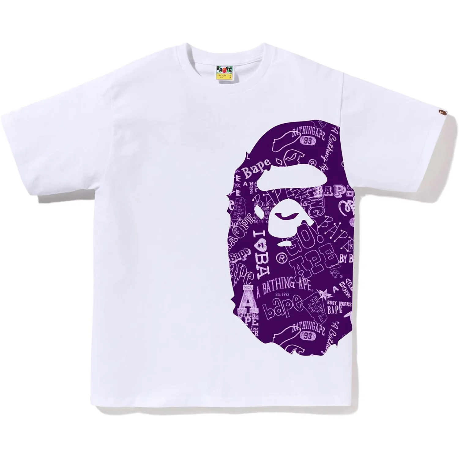 HAND DRAW PATTERN SIDE BIG APE HEAD TEE MENS