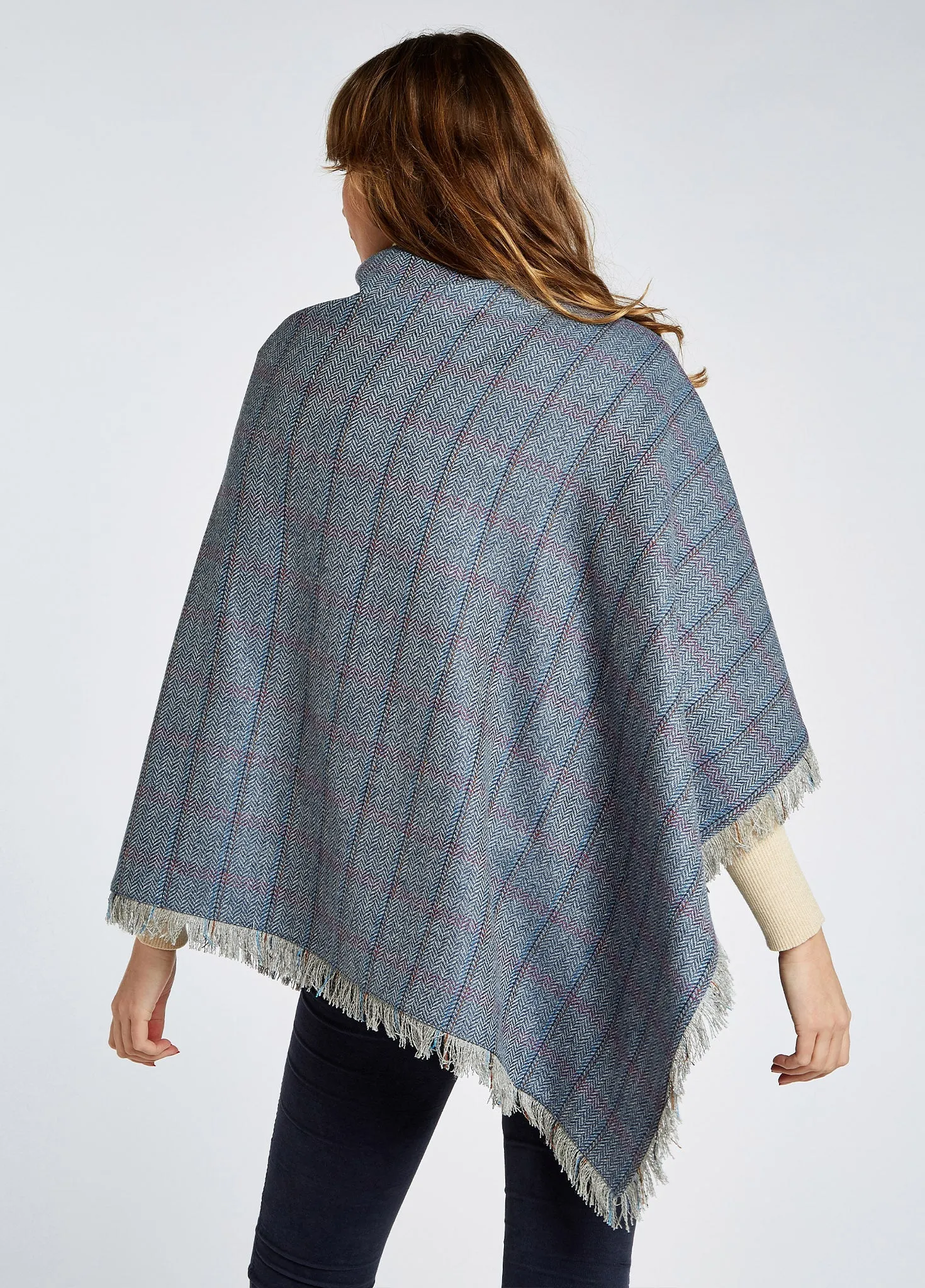 Hazelwood Tweed Poncho - Demin Haze