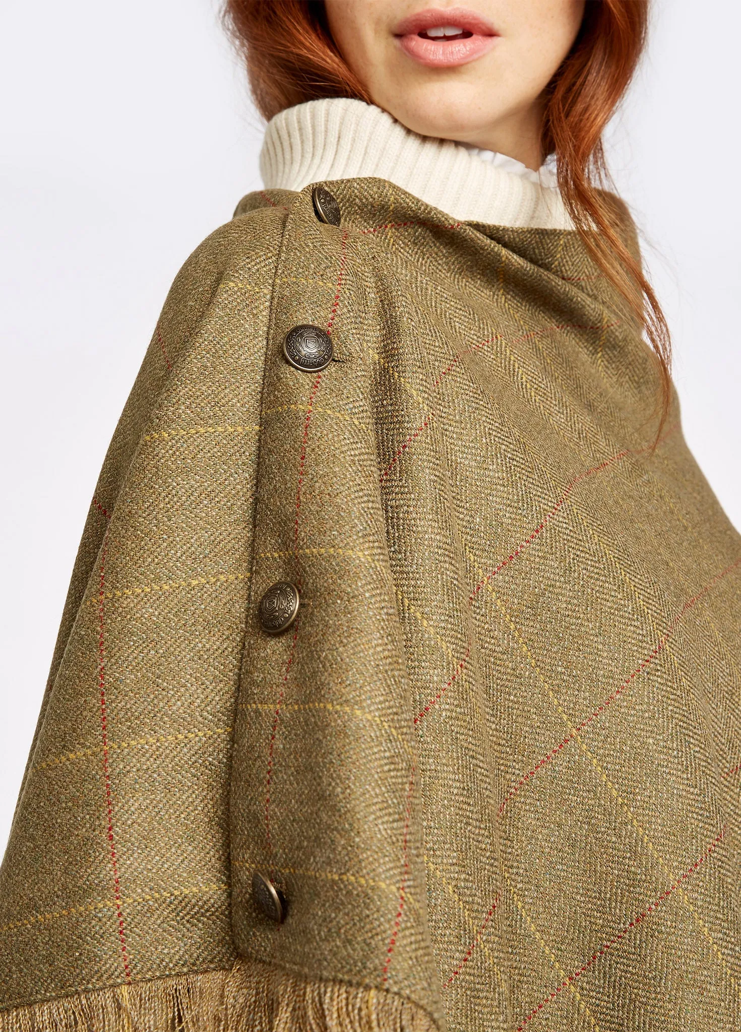 Hazelwood Tweed Poncho - Elm