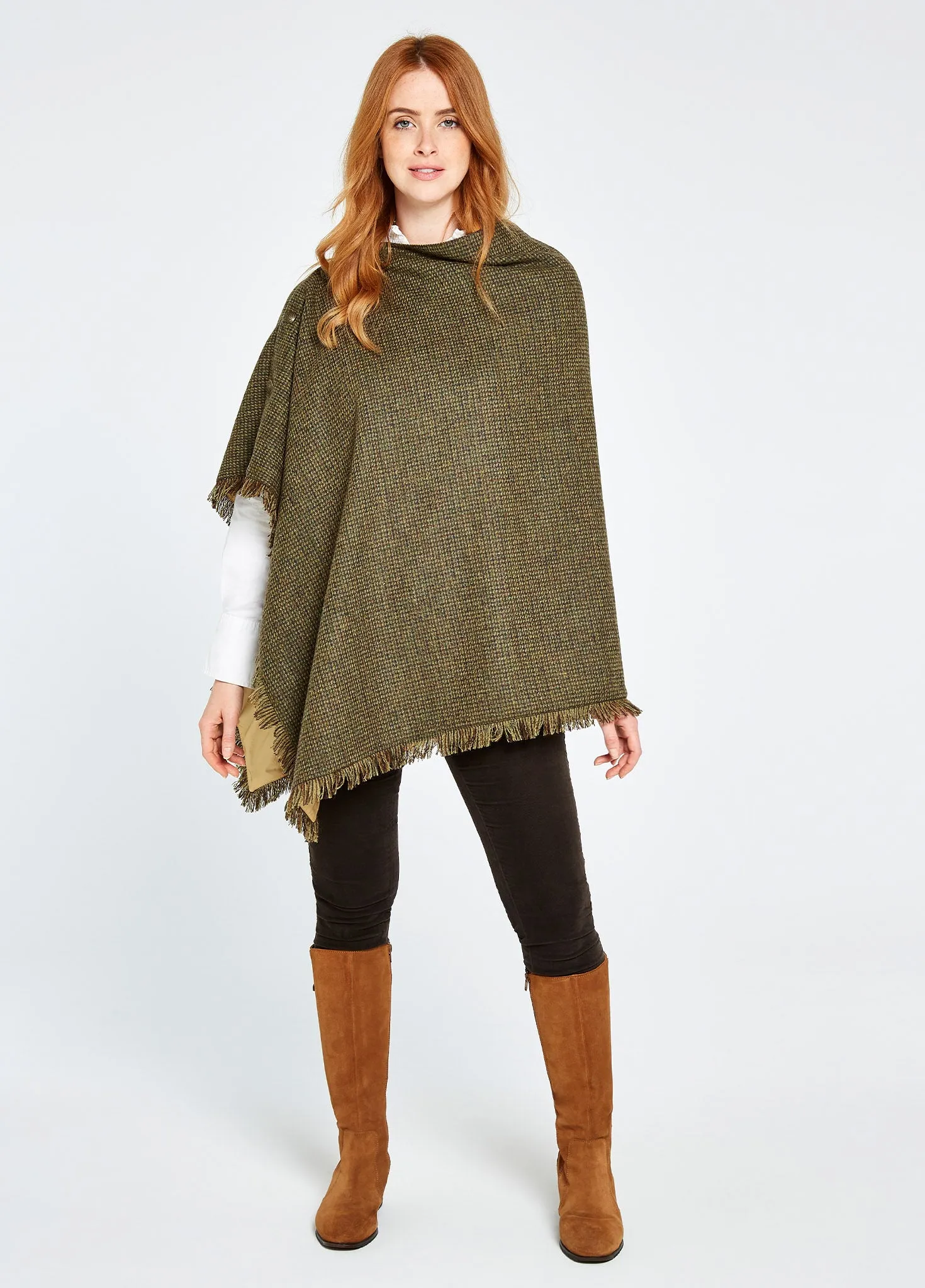 Hazelwood Tweed Poncho - Heath