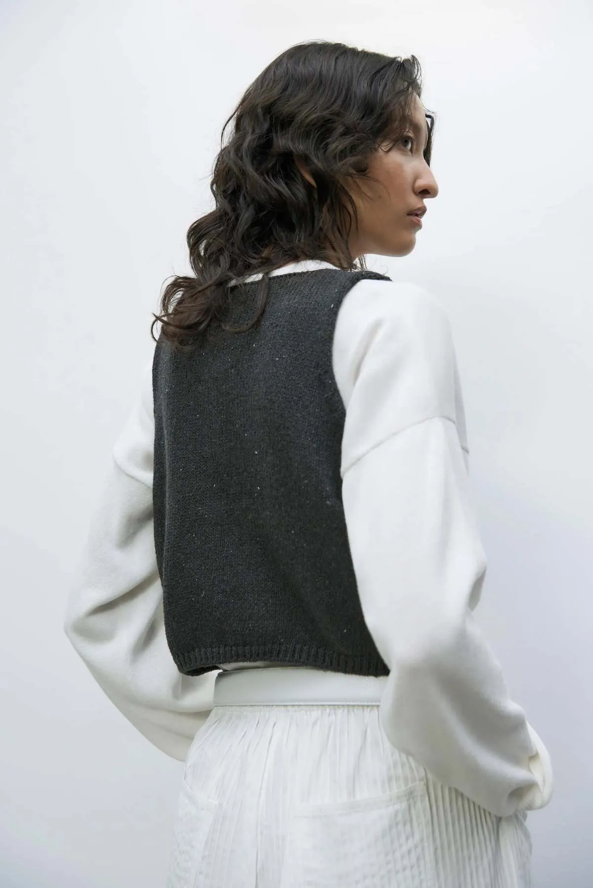 Heather Cotton Waistcoat - Charcoal