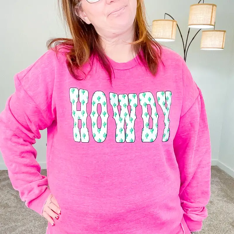 Howdy Cactus Raspberry Poncho Sweatshirt