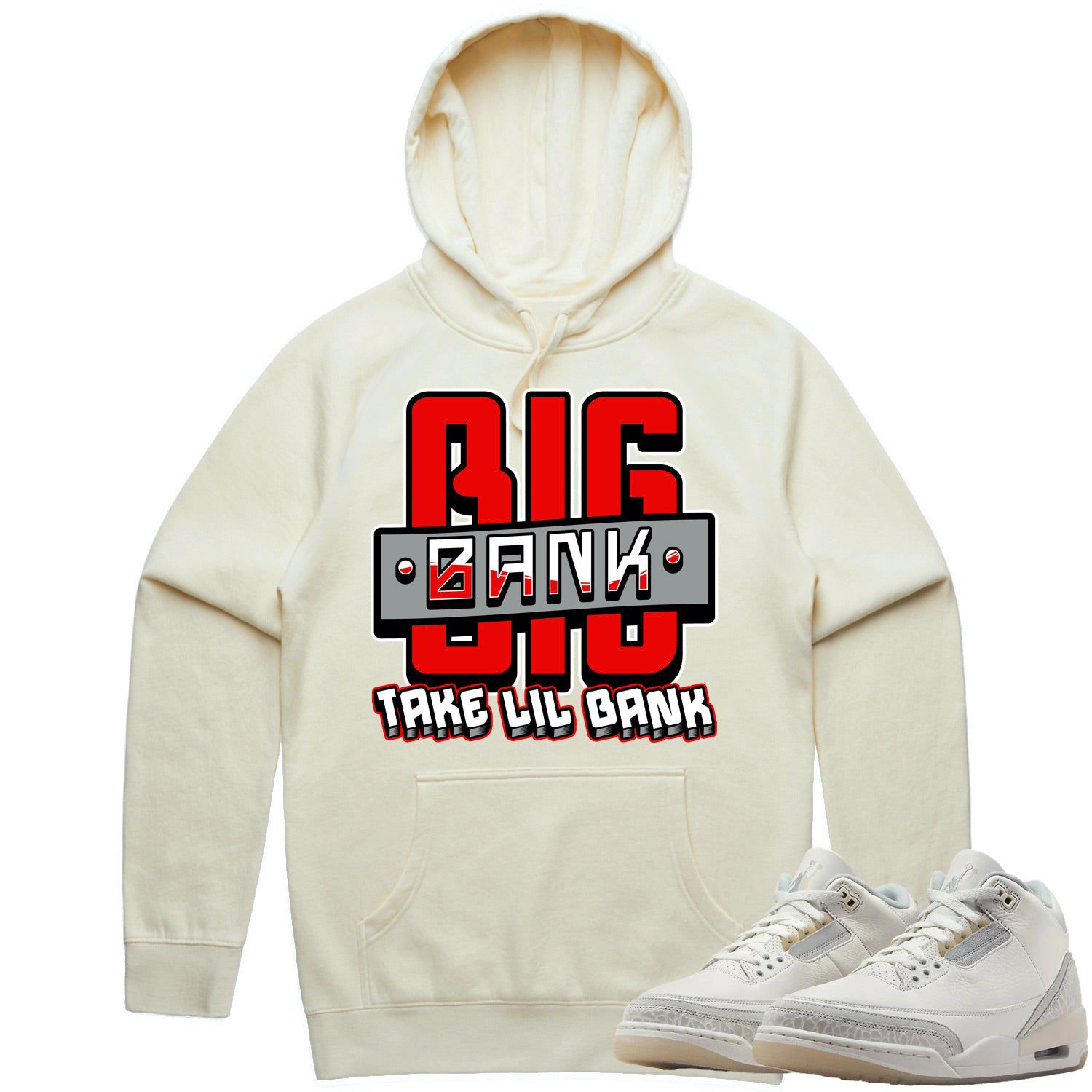 Jordan Retro 3 Craft Ivory 3s Hoodie to Match - RED BIG BANK