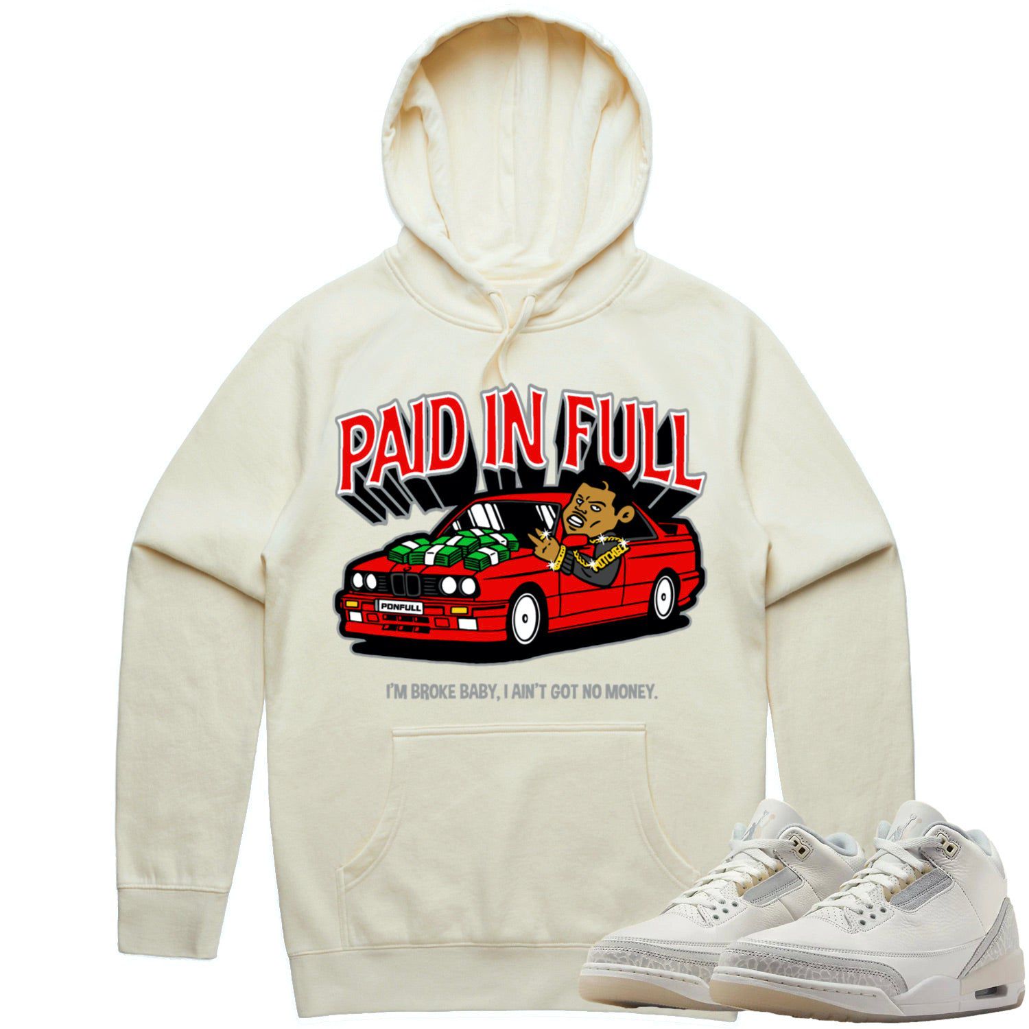 Jordan Retro 3 Craft Ivory 3s Hoodie to Match - RED PAID