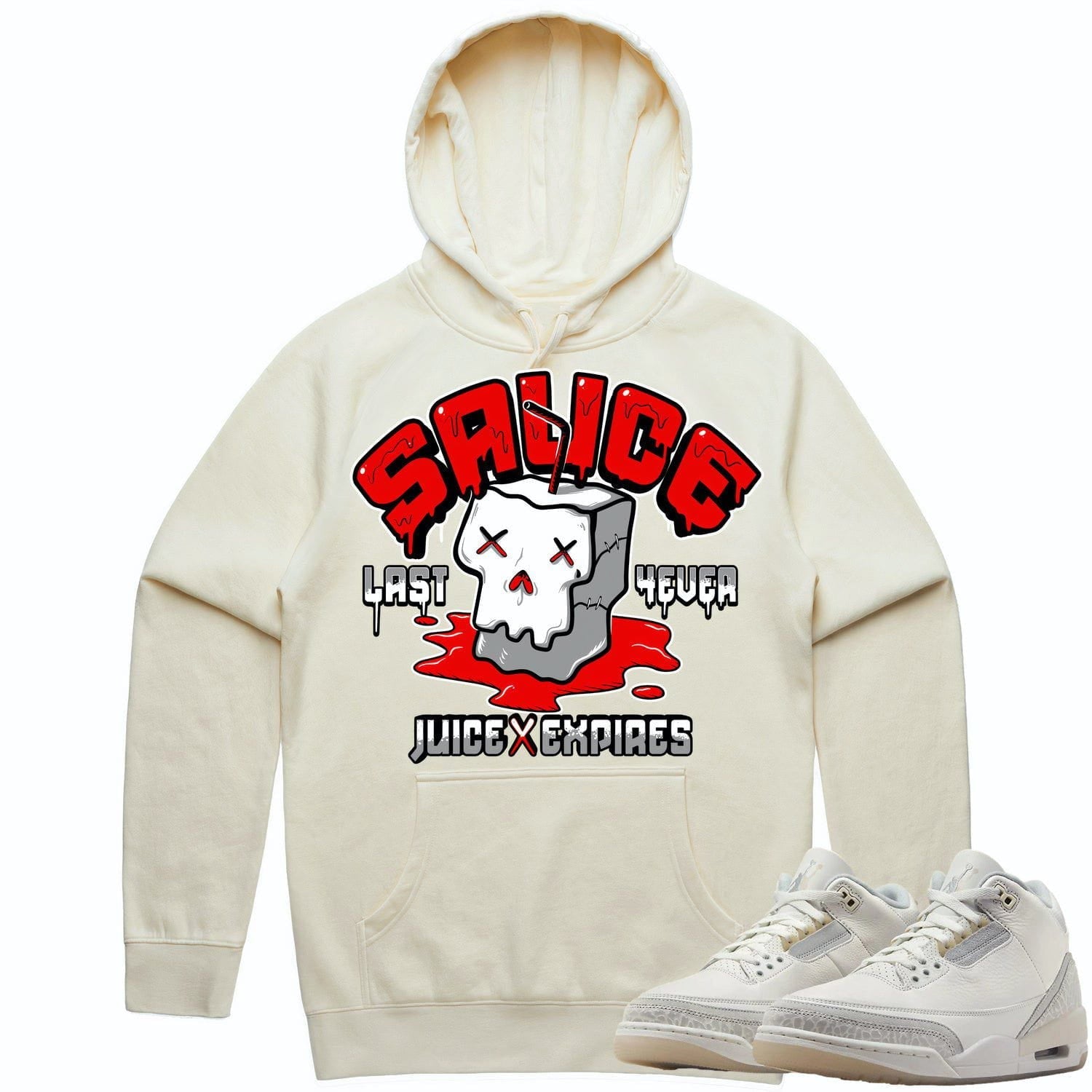 Jordan Retro 3 Craft Ivory 3s Hoodie to Match - RED SAUCE