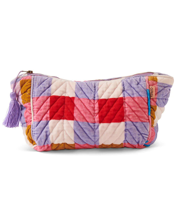 Kip & Co Velvet Cosmetics Purse - Summer Check