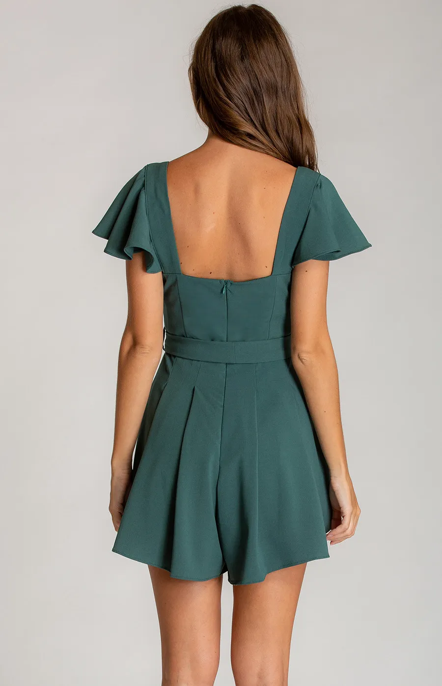 Love Heart Neckline Playsuit with Pleat Details (AJP868A) 