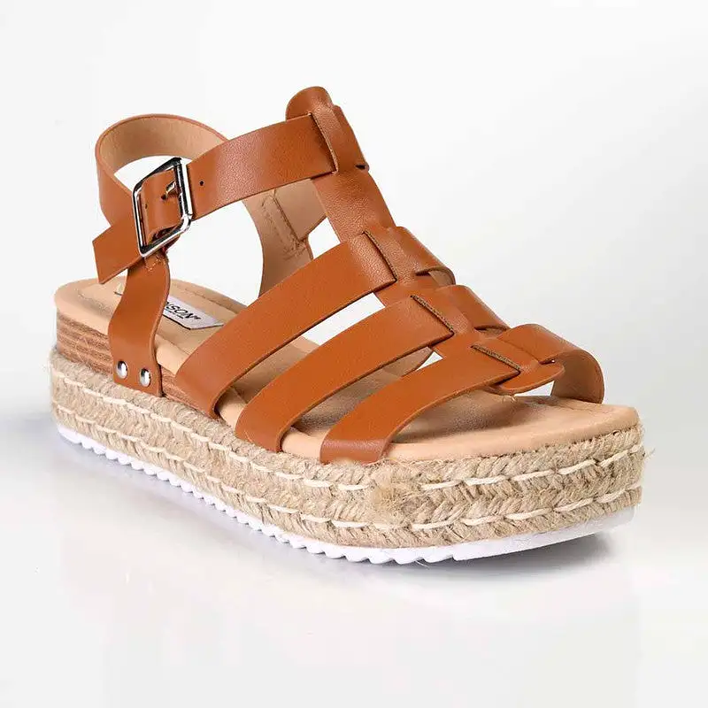 Madison Casablanca Strappy Espadrille Wedge Sandal - Tan