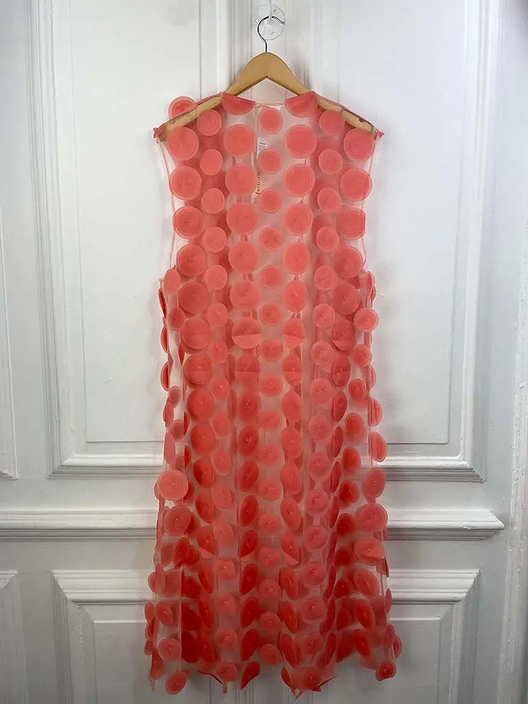 Malissa J Sheer Circle Waistcoat - Coral