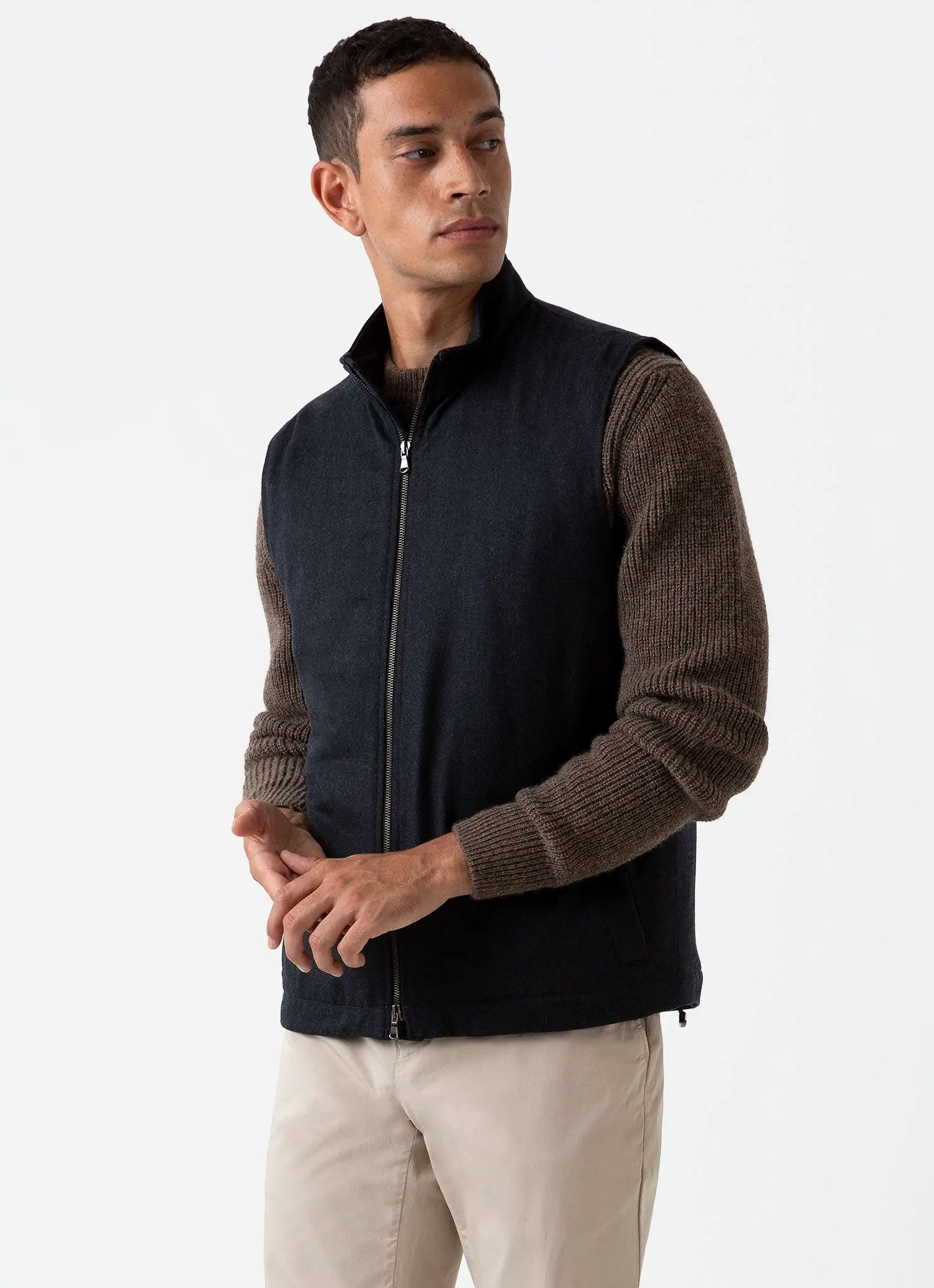 Men's Insulated Wool Gilet in Charcoal Melange