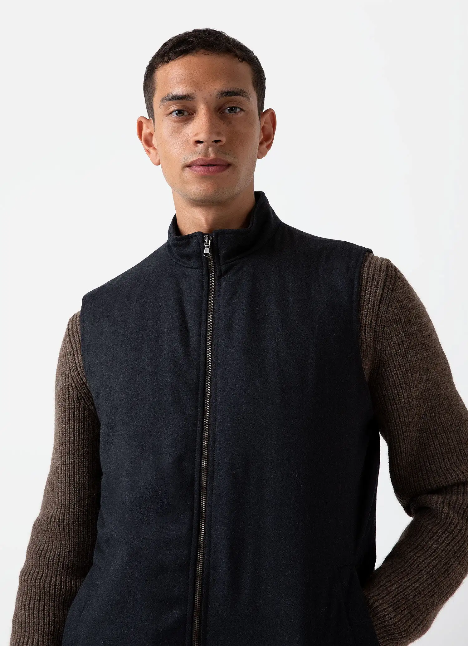 Men's Insulated Wool Gilet in Charcoal Melange