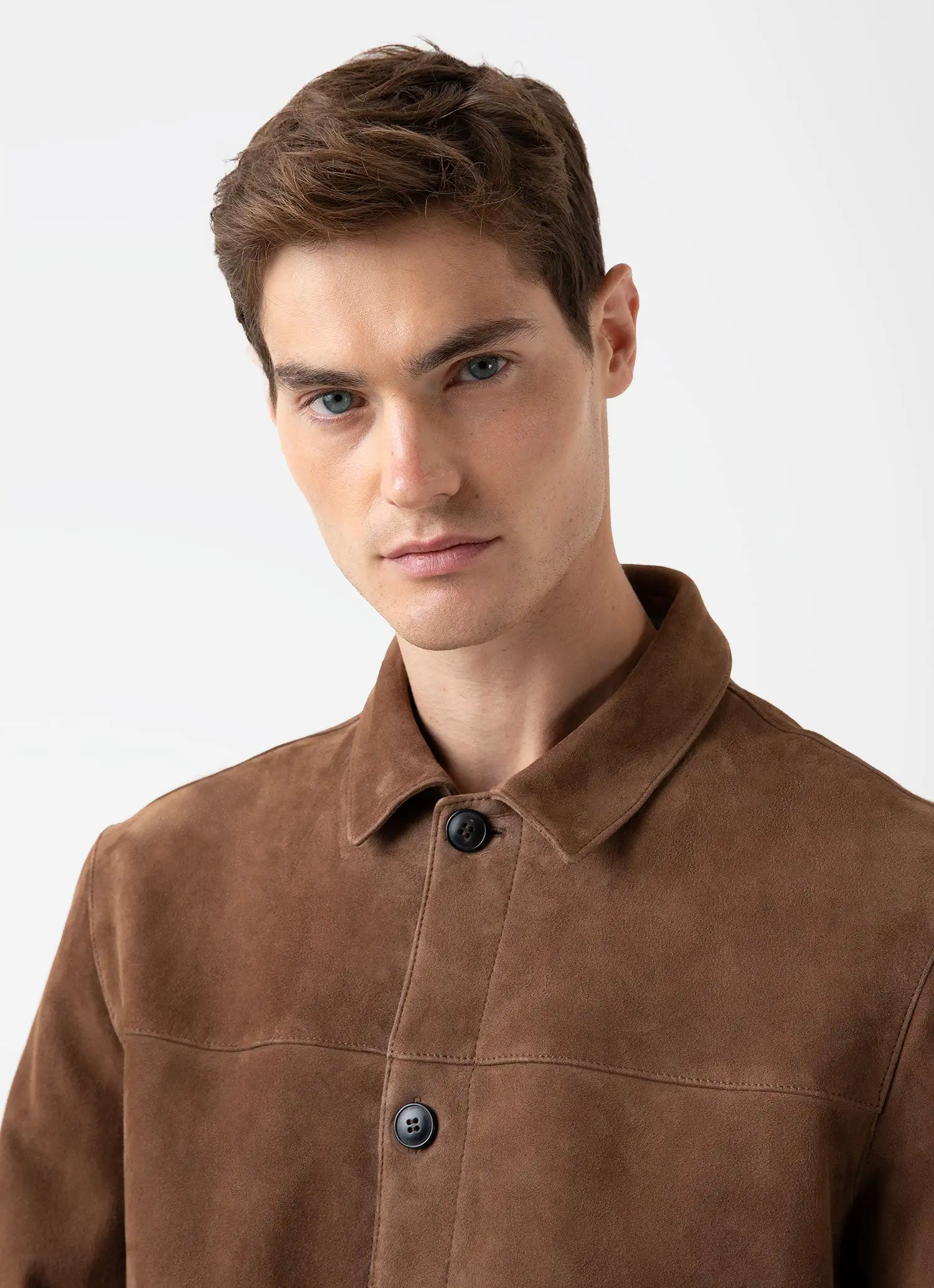 Men's Suede Twin Pocket Jacket in Light Brown