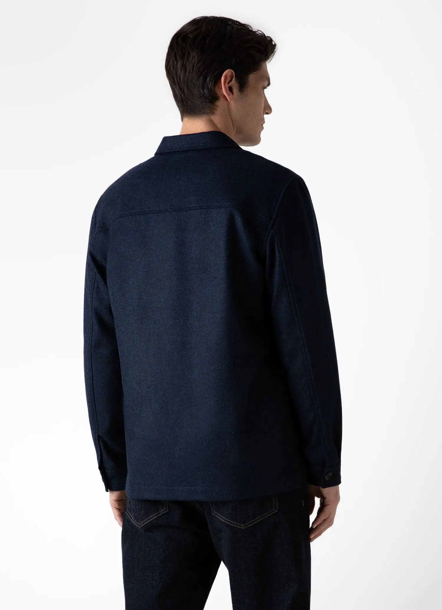 Men's Wool Twin Pocket Jacket in Light Navy Melange