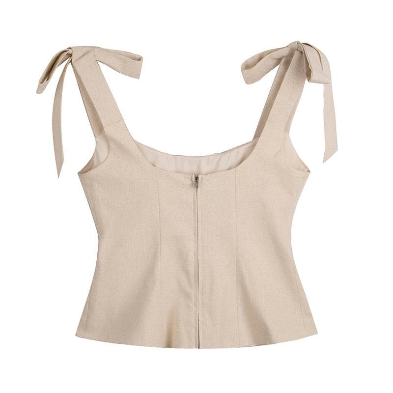 Nude Ruched Front Short Top