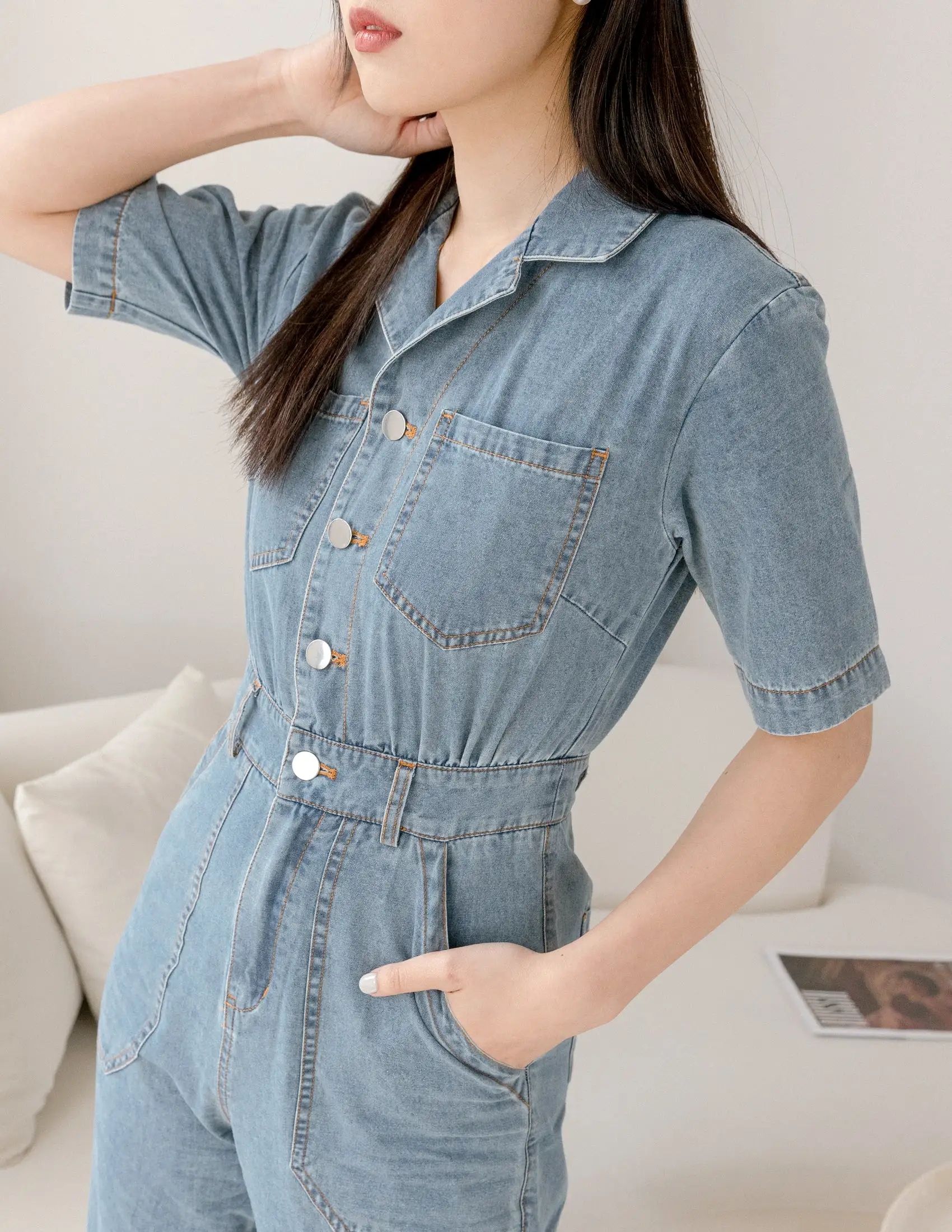 Parker Denim Jumpsuit in Light Wash