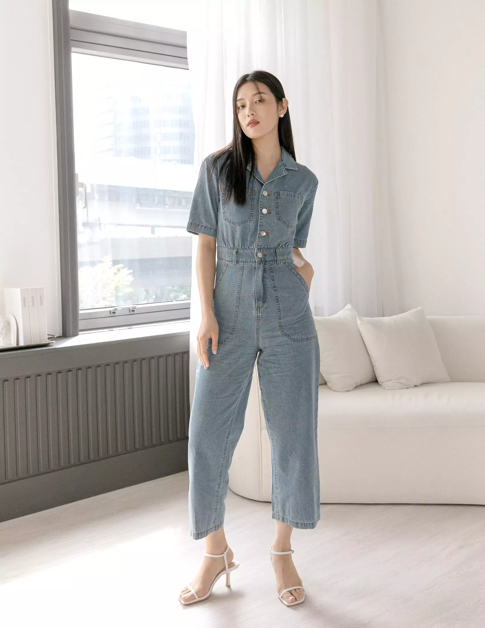 Parker Denim Jumpsuit in Light Wash