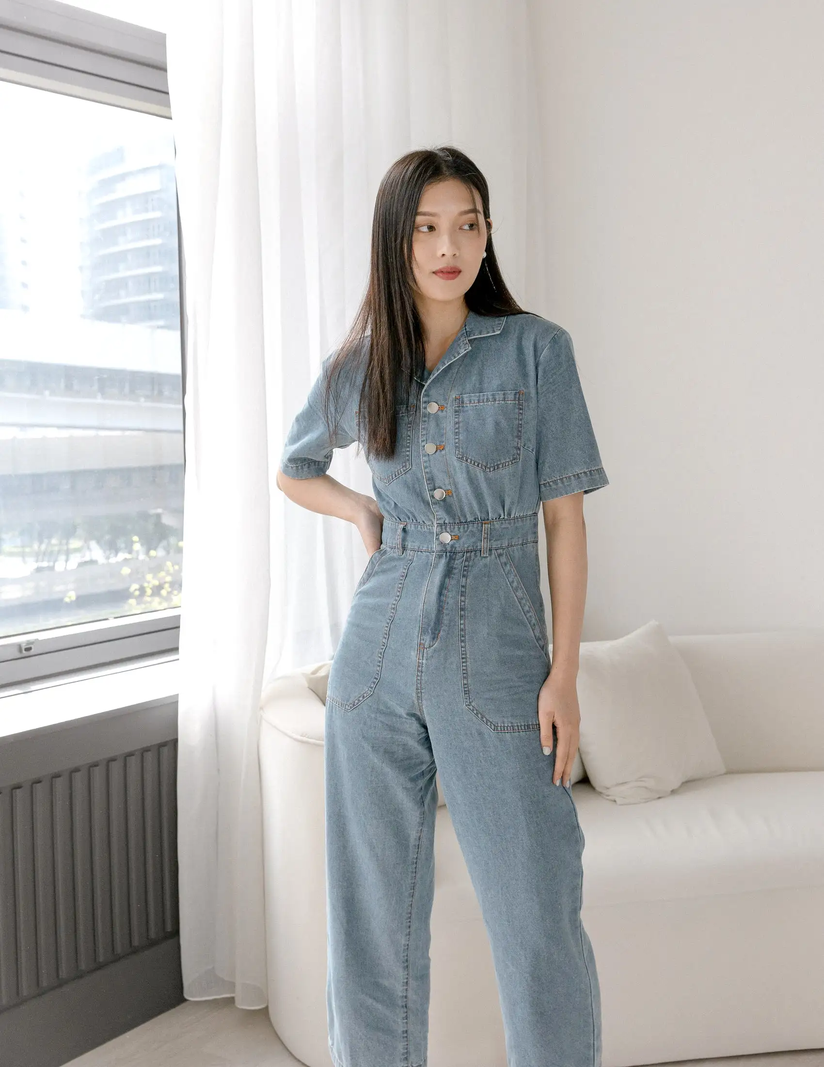 Parker Denim Jumpsuit in Light Wash