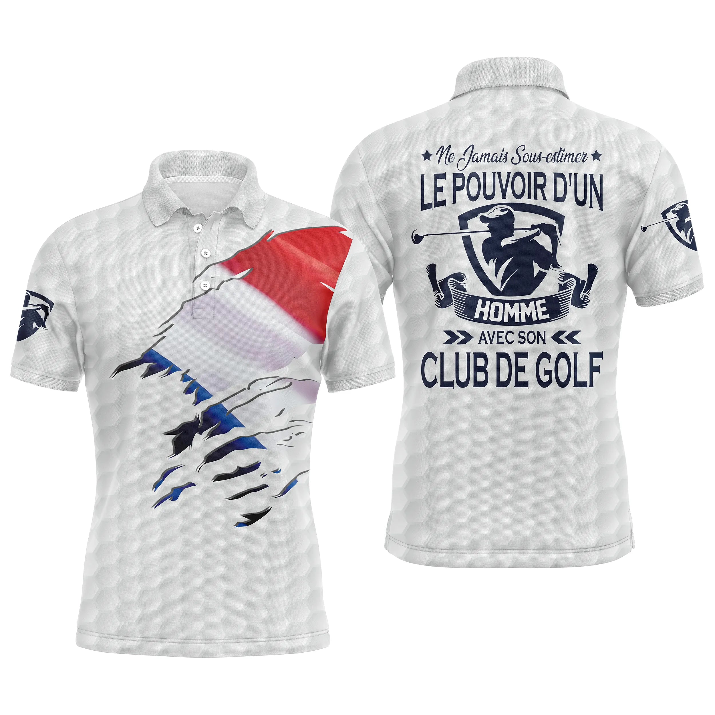 Polo de Golf, Idée Cadeau Humour Golfeur, Golfeuse, Ne Jamais Sous-Estimer Le Pouvoir d'un Homme, d'une Femme Avec son Club De G