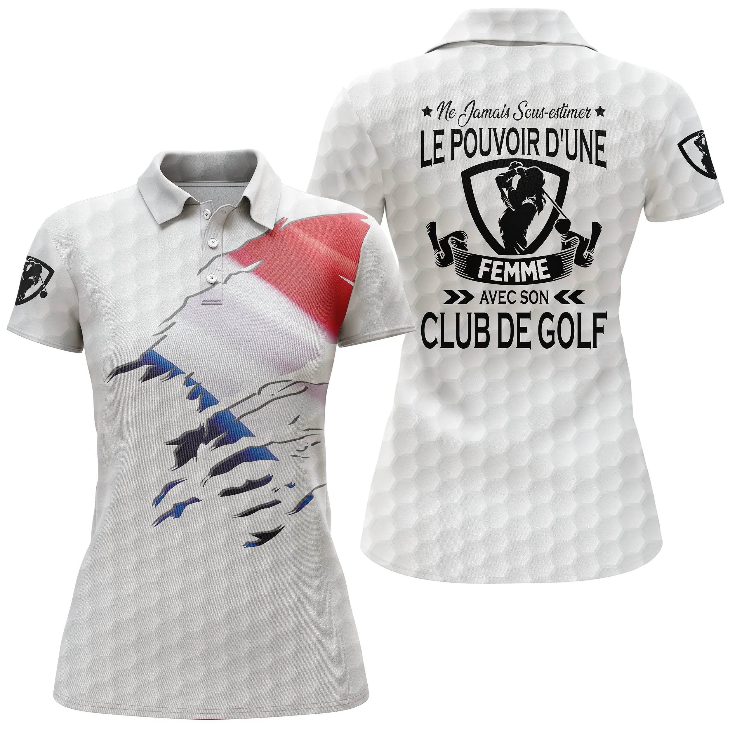 Polo de Golf, Idée Cadeau Humour Golfeur, Golfeuse, Ne Jamais Sous-Estimer Le Pouvoir d'un Homme, d'une Femme Avec son Club De G