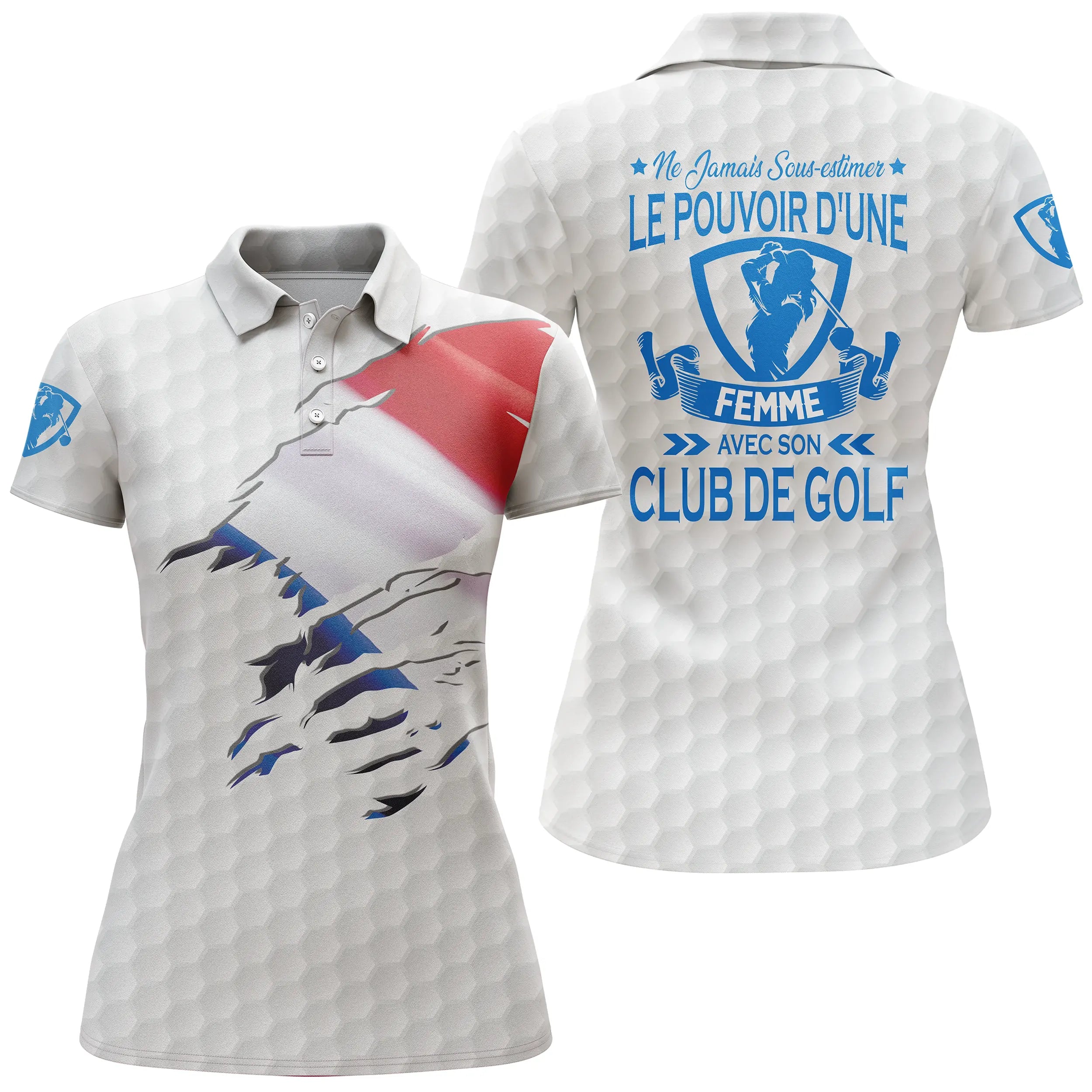 Polo de Golf, Idée Cadeau Humour Golfeur, Golfeuse, Ne Jamais Sous-Estimer Le Pouvoir d'un Homme, d'une Femme Avec son Club De G