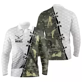 Polo de Golf Manches Longues, Cadeau Personnalisé Golfeur, Golfeuse, Motifs Camouflage - CTS17052217