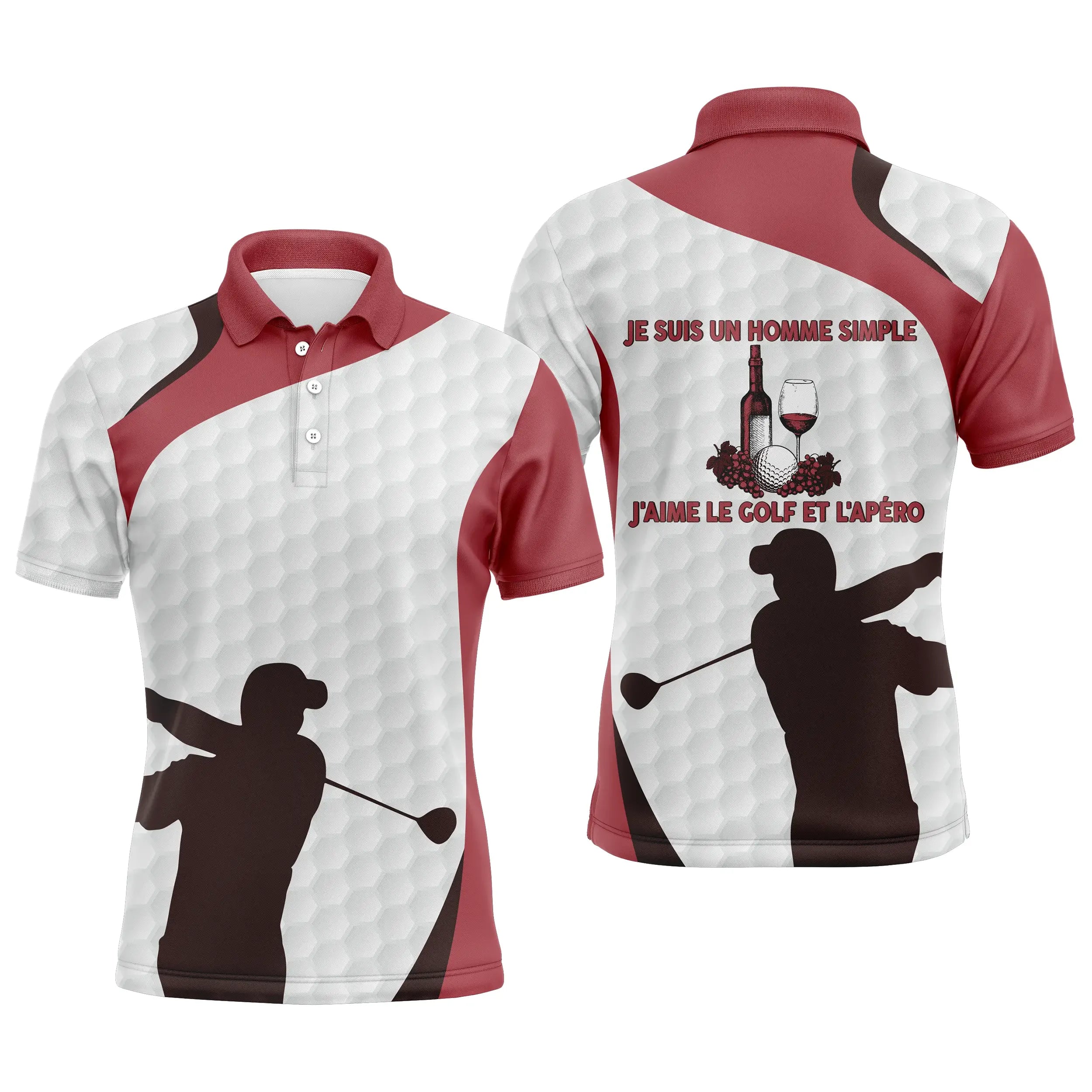 Polo de Golf, Polo de Sport Homme Femme, Golfeur, Golfeuse, Un Homme Simple, Une Femme Simple, J'aime le Golf et l'Apéro - CTS12