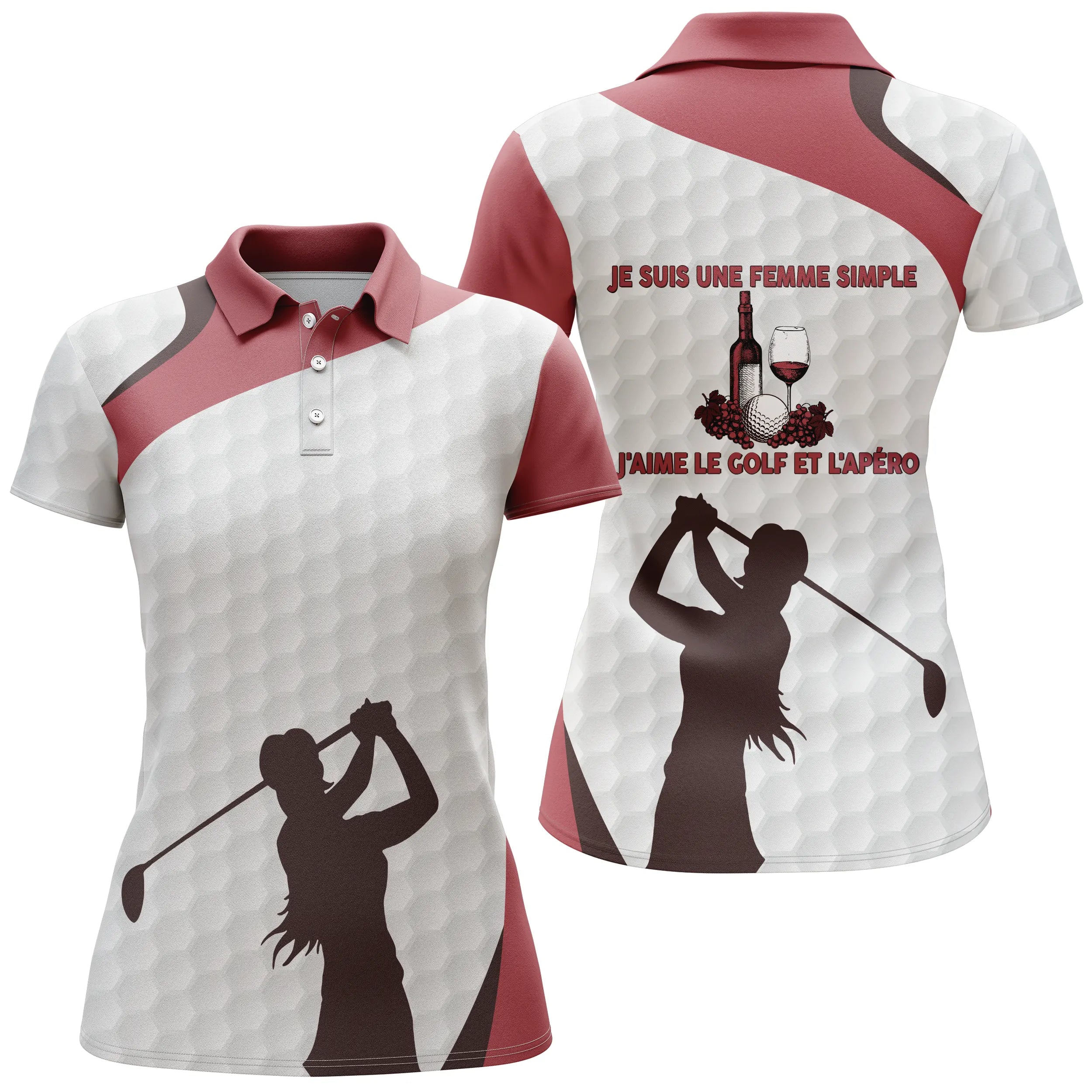 Polo de Golf, Polo de Sport Homme Femme, Golfeur, Golfeuse, Un Homme Simple, Une Femme Simple, J'aime le Golf et l'Apéro - CTS12