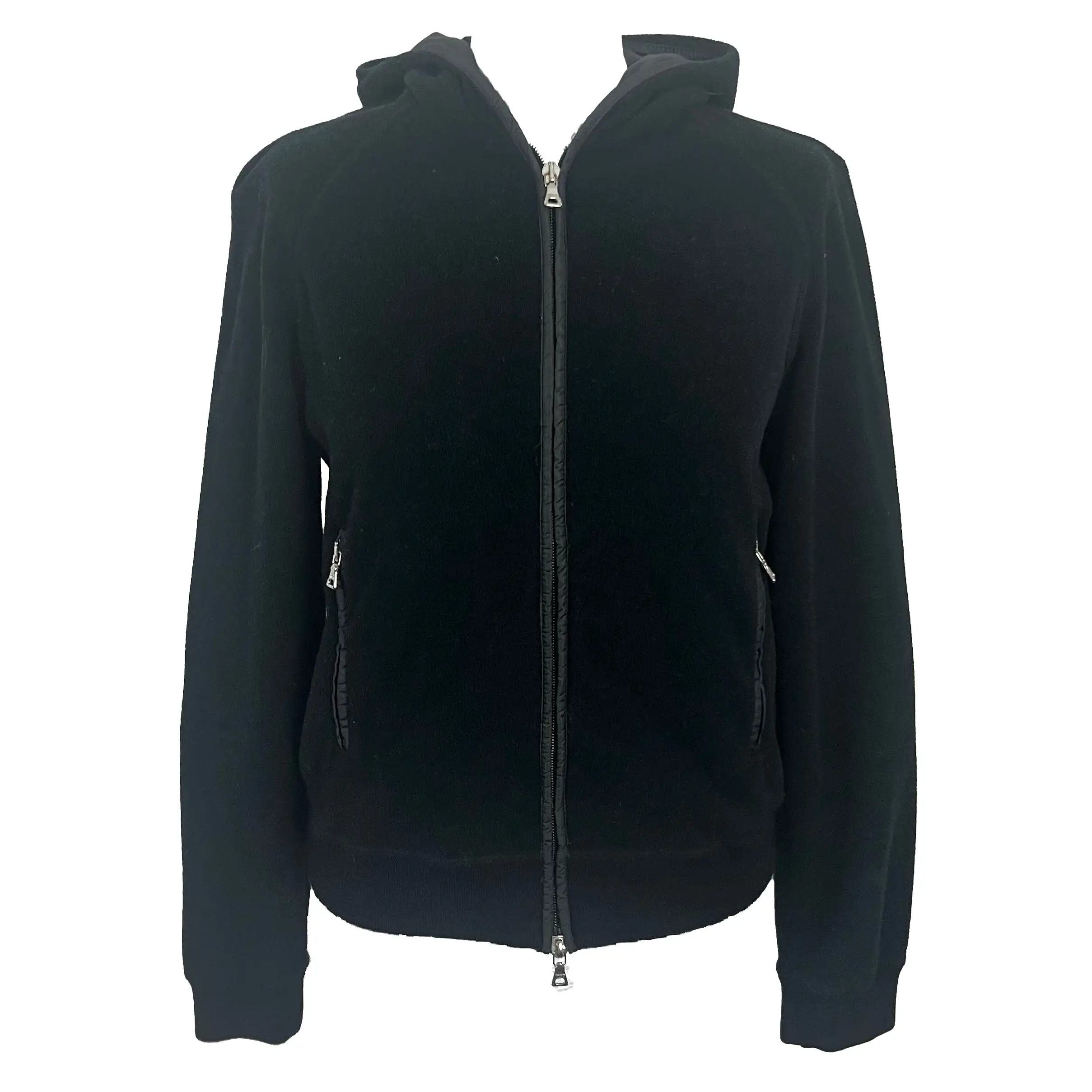 Prada Vintage Black Polyester Fleece Sports Hoodie XS/S/M