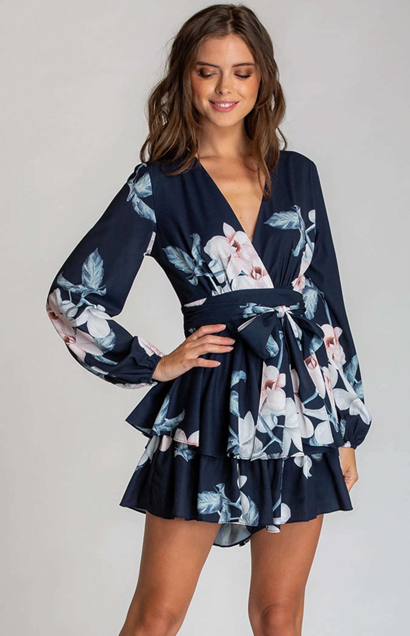 Printed V-Neckline Playsuit with Ruffle Feature (SJP306-5A)