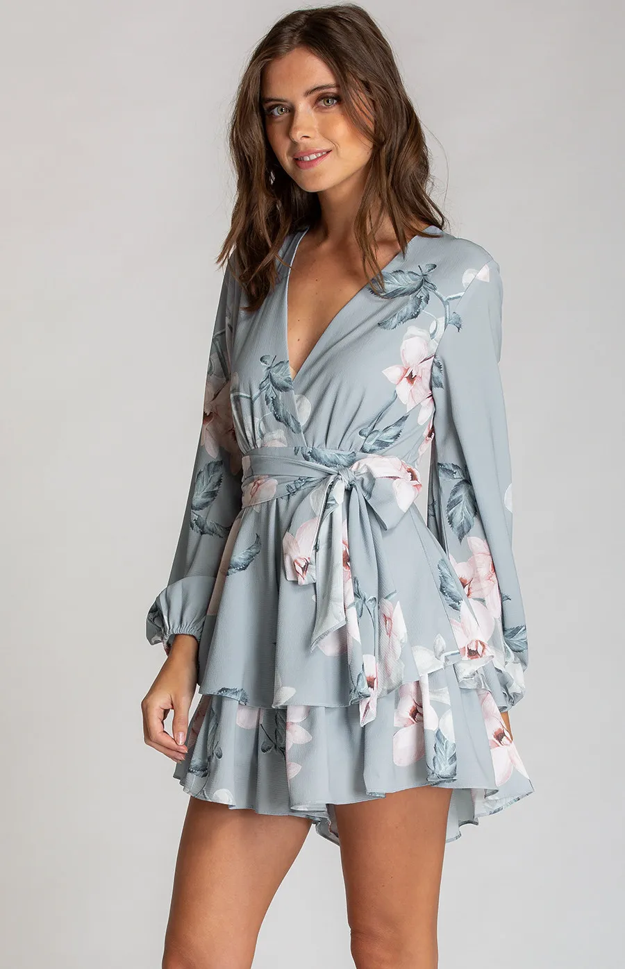 Printed V-Neckline Playsuit with Ruffle Feature (SJP306-5A)