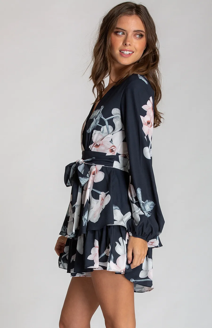 Printed V-Neckline Playsuit with Ruffle Feature (SJP306-5A)