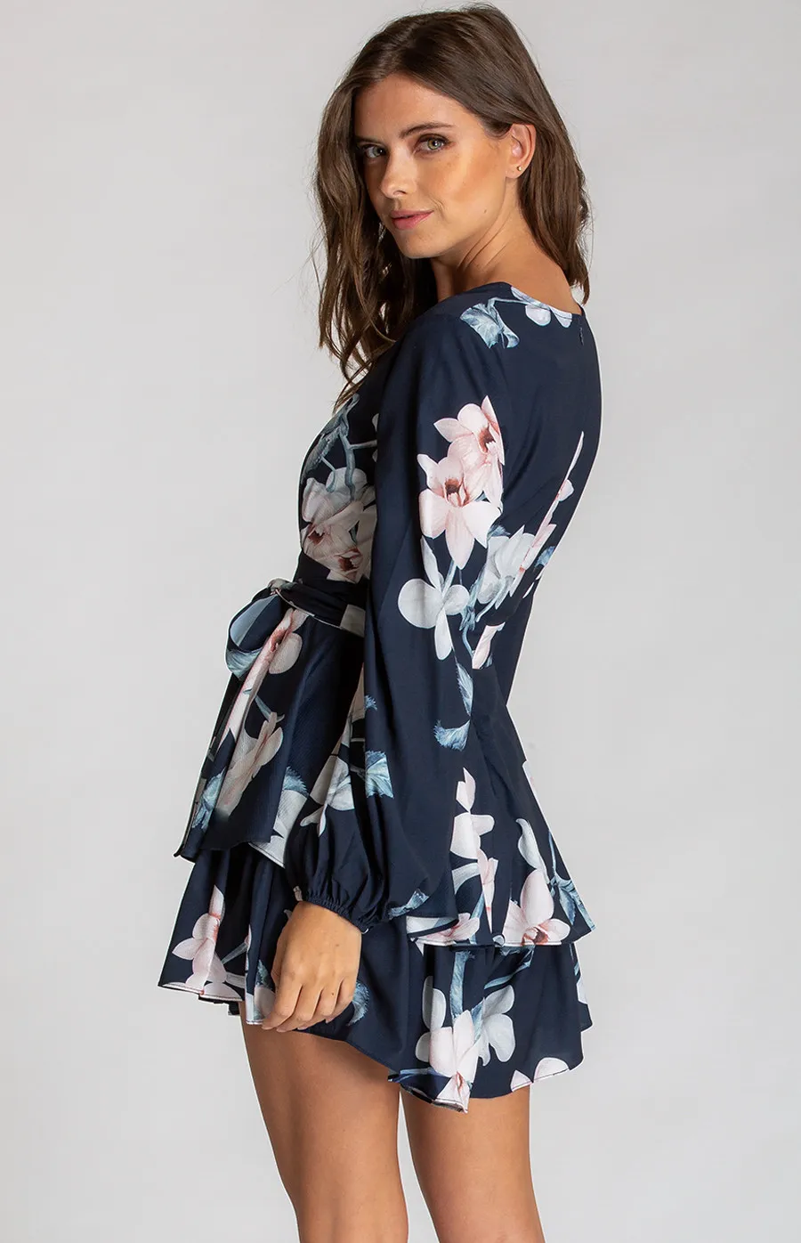 Printed V-Neckline Playsuit with Ruffle Feature (SJP306-5A)