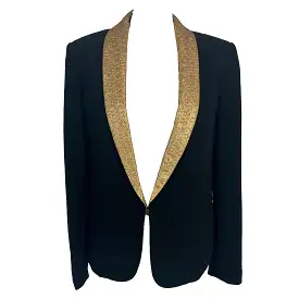 Rag & Bone Black Crepe & Gold Brocade Tuxedo Jacket S