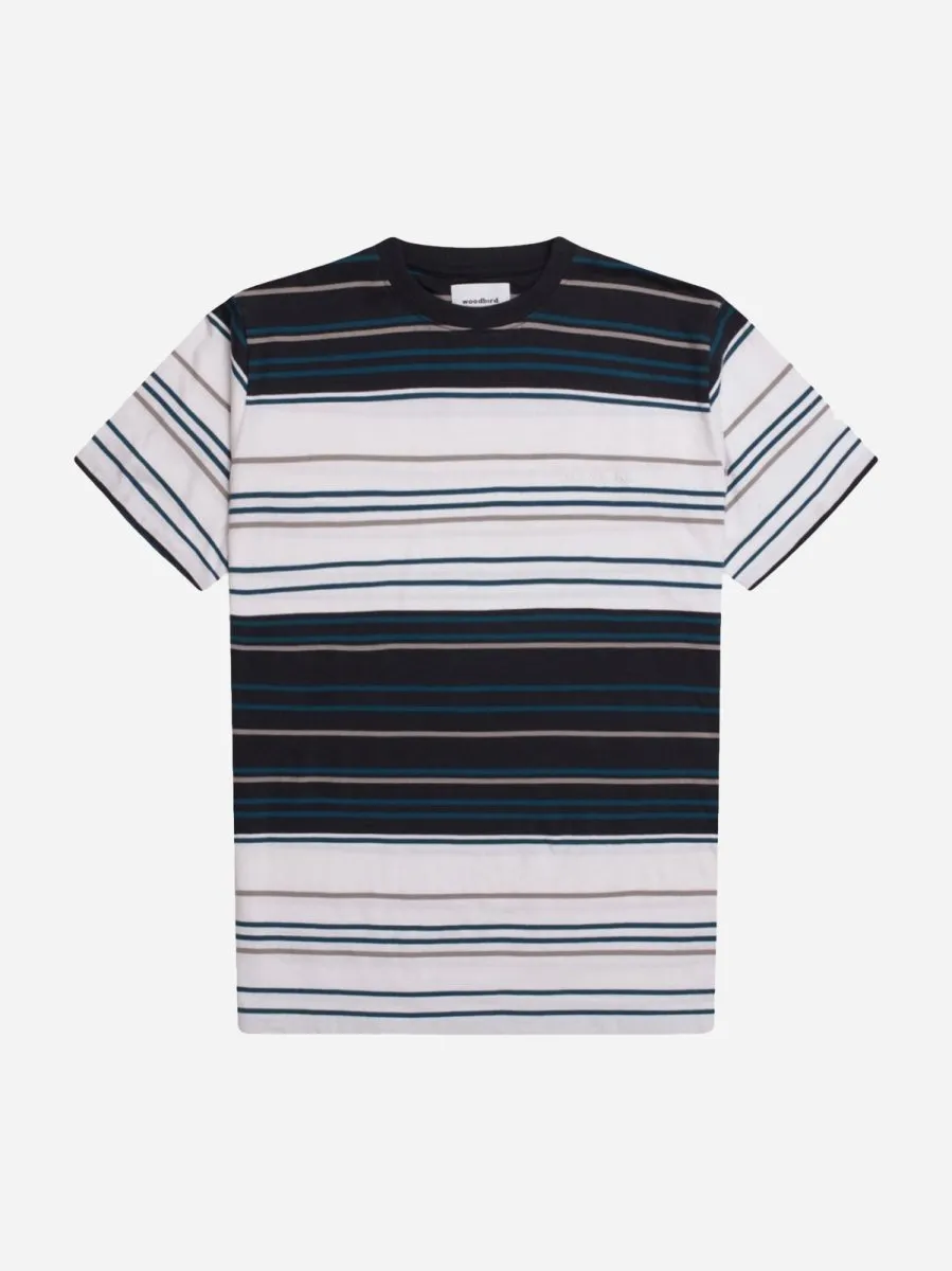 Ranbo Stripe Tee - White/Navy/Teal/Grey