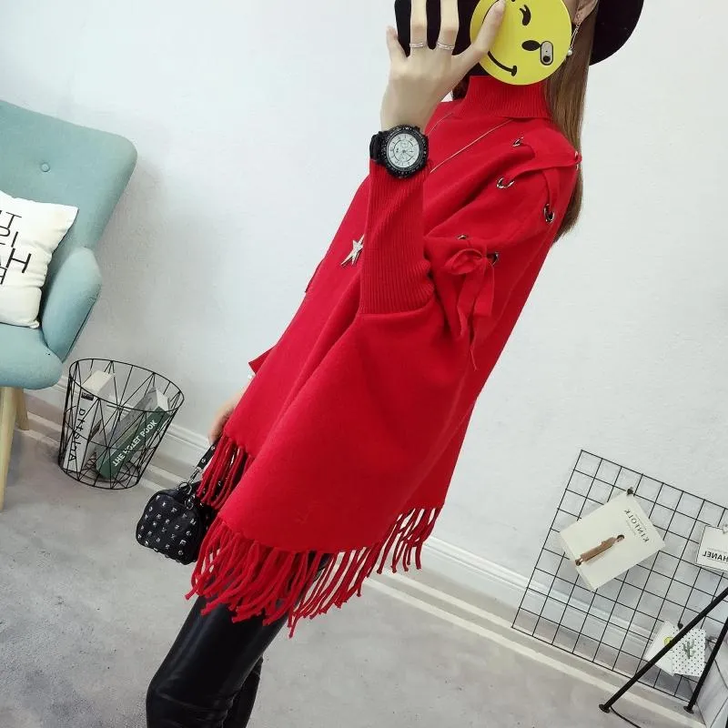 Red Eyelet Poncho - Deal20one