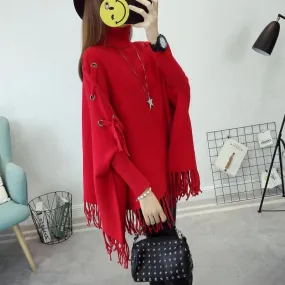 Red Eyelet Poncho - Deal20one