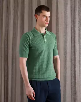 Renard S/S Waffle Polo - Green