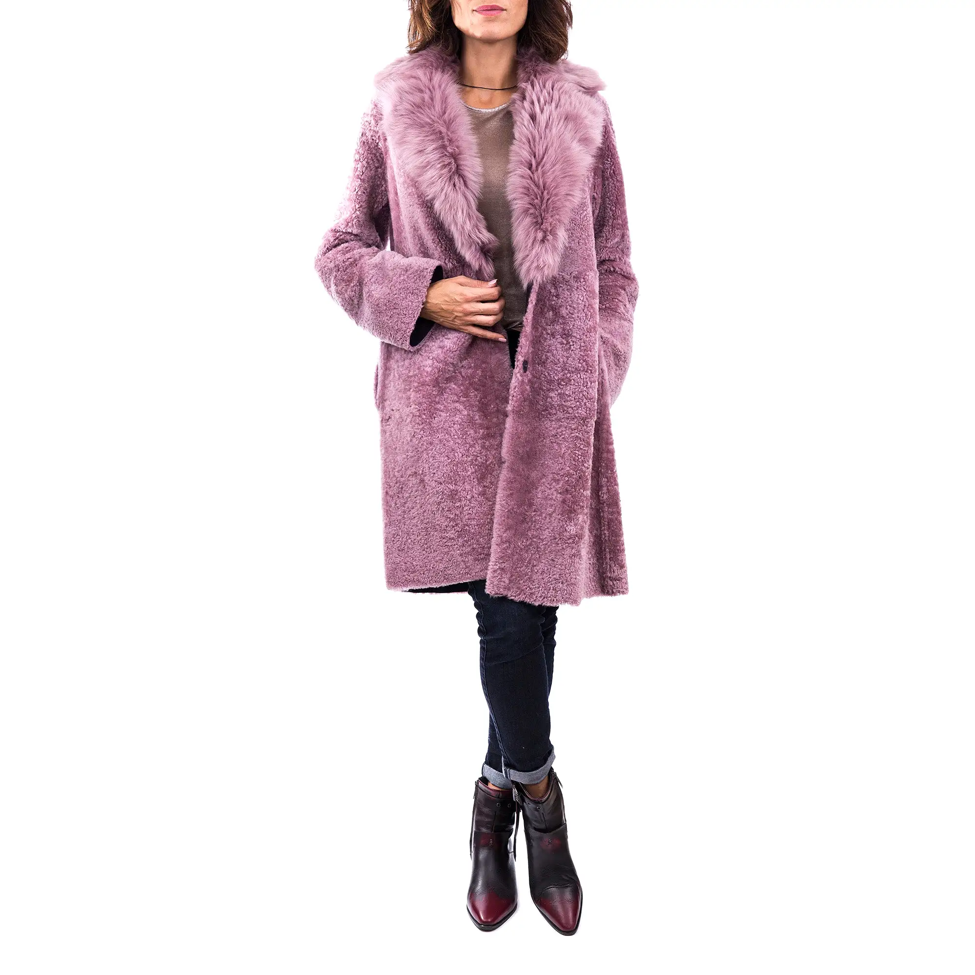 Reversible Shawl-Collar Coat Merinillo Pacaja Cassis