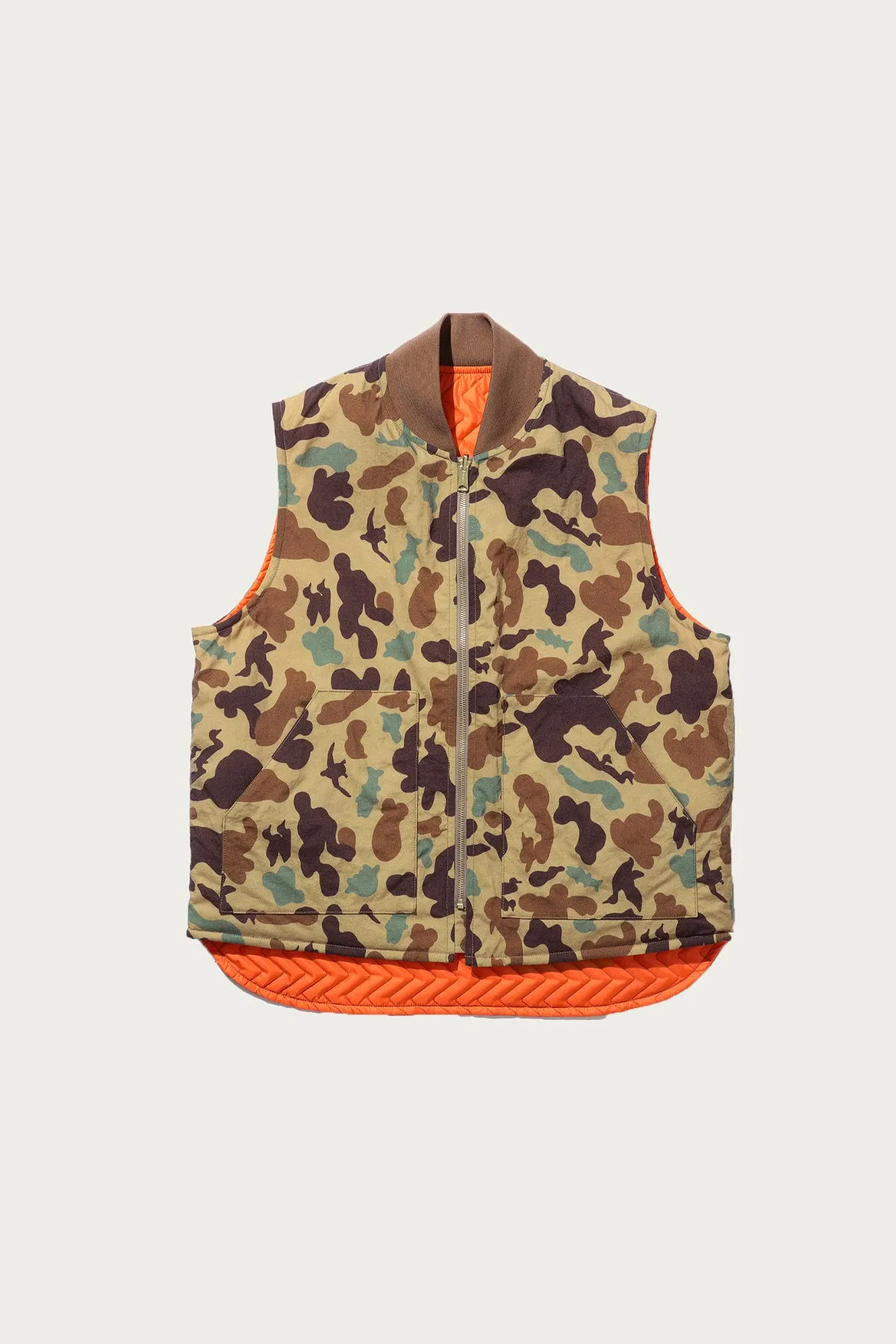 Reversible WORK Puff Vest - Khaki Animal Print