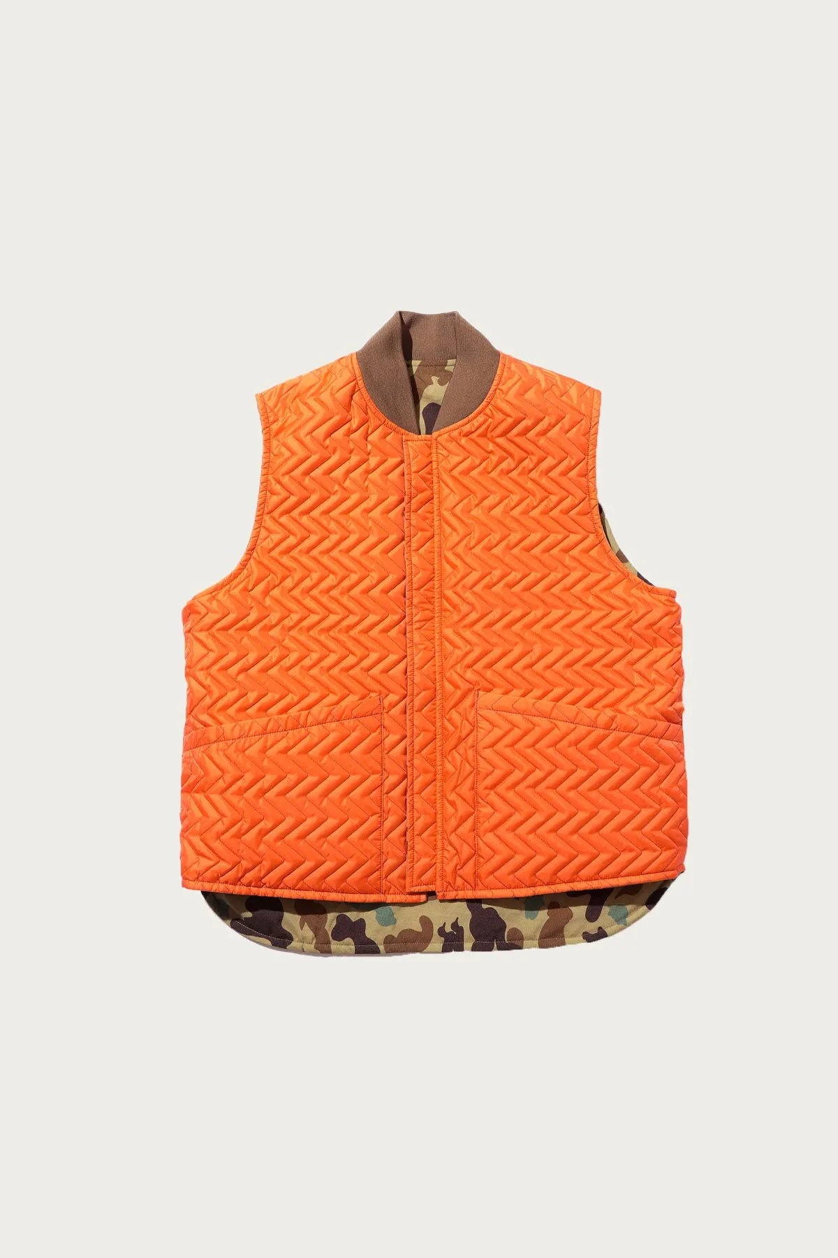 Reversible WORK Puff Vest - Khaki Animal Print