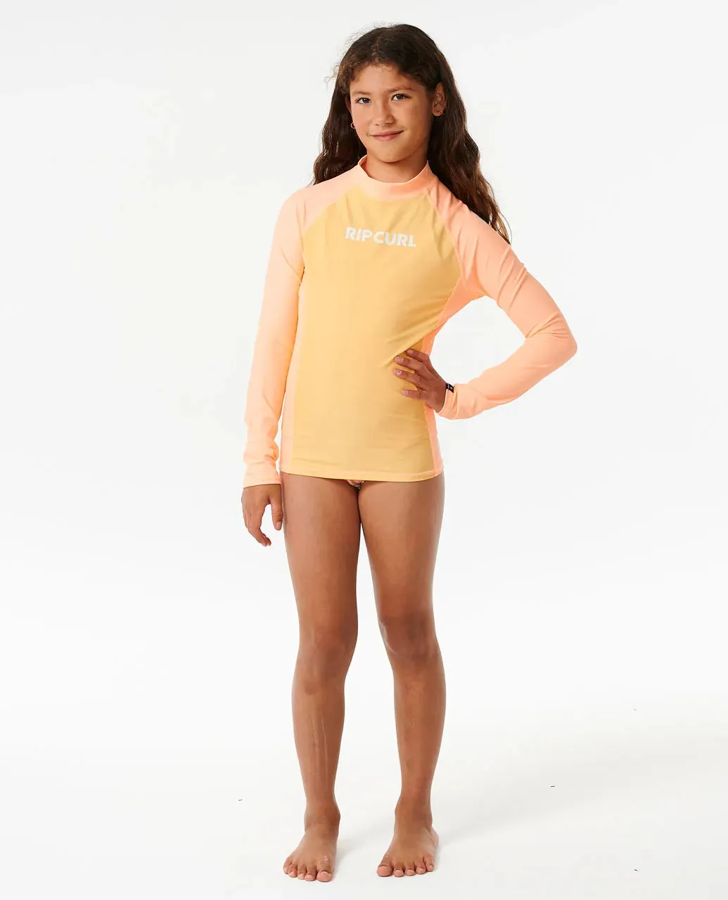 RIPCURL CLASSIC SURF LONG SLEEVE RASH VEST GIRL - ORANGE