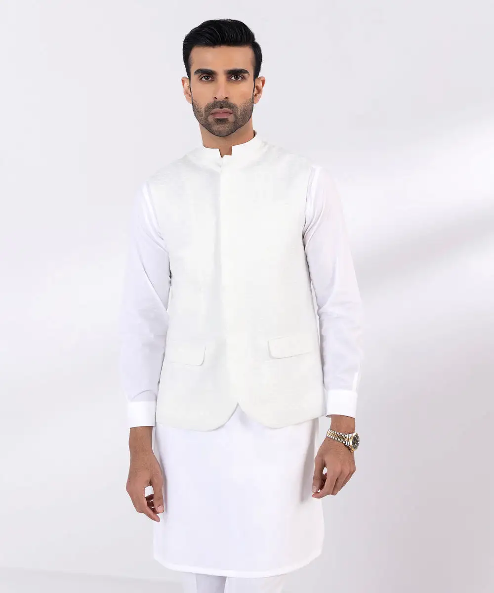 Schiffli Embroidered Cotton Waistcoat